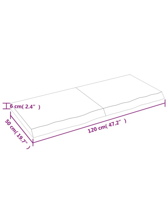 Seinähylly 120x50x(2-6) cm käsittelemätön täysi tammi