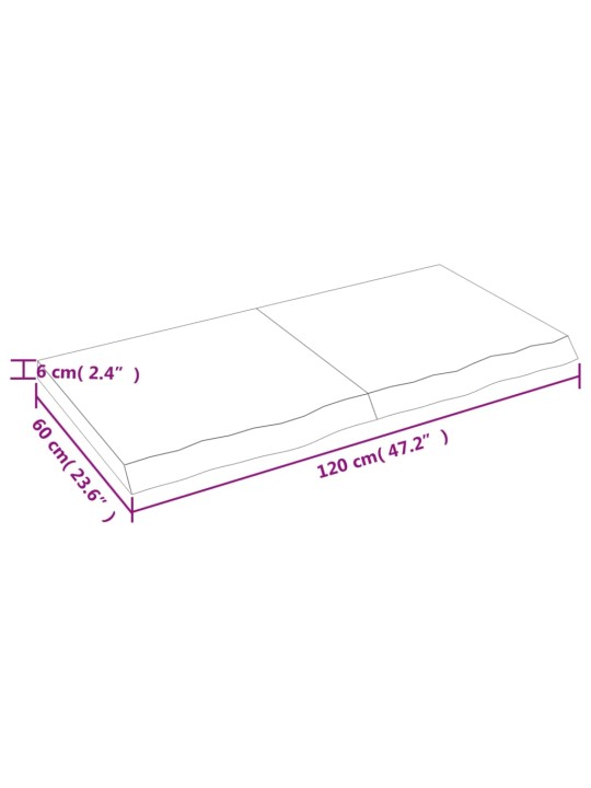 Seinähylly 120x60x(2-6) cm käsittelemätön täysi tammi