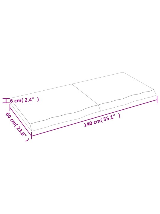 Seinähylly 140x60x(2-6) cm käsittelemätön täysi tammi