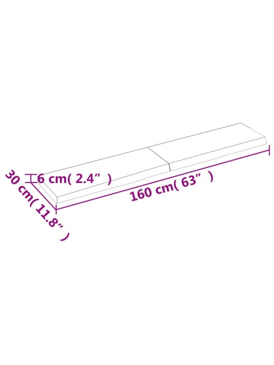 Seinähylly 160x30x(2-6) cm käsittelemätön täysi tammi