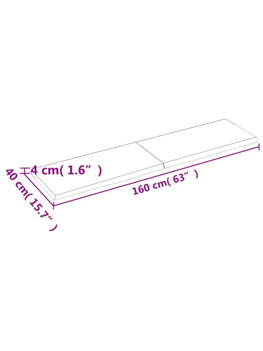 Seinähylly 160x40x(2-4) cm käsittelemätön täysi tammi