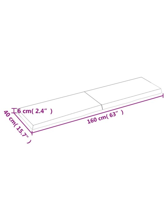 Seinähylly 160x40x(2-6) cm käsittelemätön täysi tammi