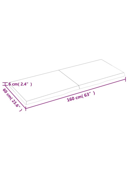 Seinähylly 160x60x(2-6) cm käsittelemätön täysi tammi