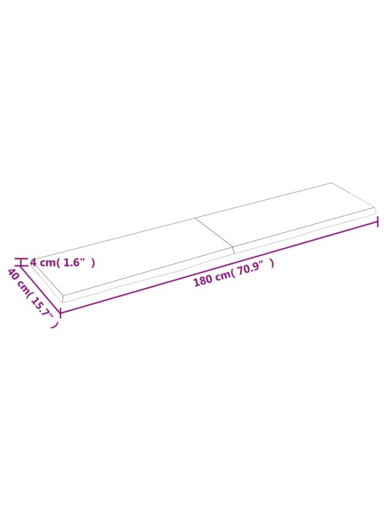 Seinähylly 180x40x(2-4) cm käsittelemätön täysi tammi