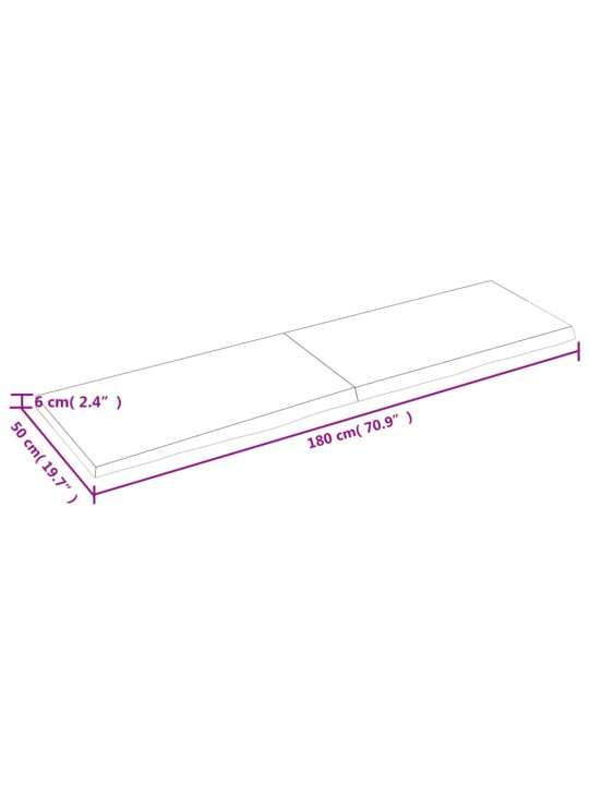 Seinähylly 180x50x(2-6) cm käsittelemätön täysi tammi