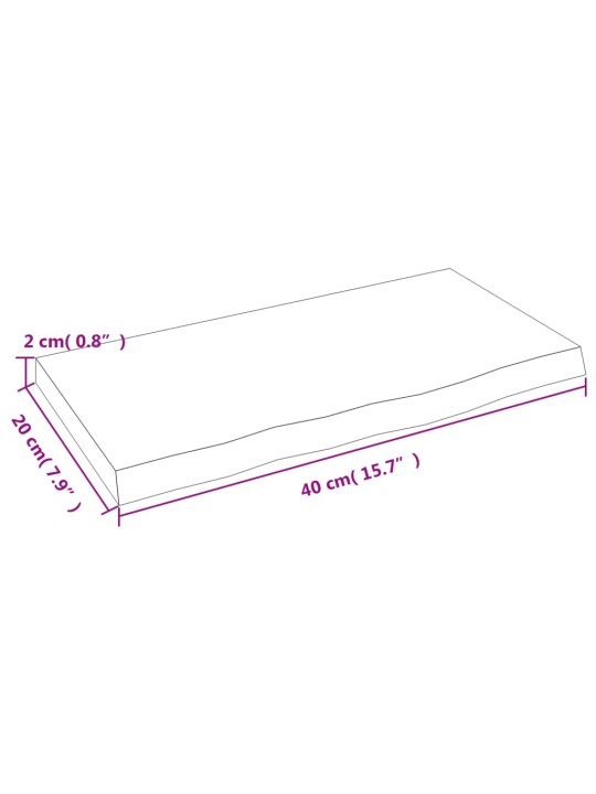 Seinähylly vaaleanruskea 40x20x2 cm käsitelty täystammi
