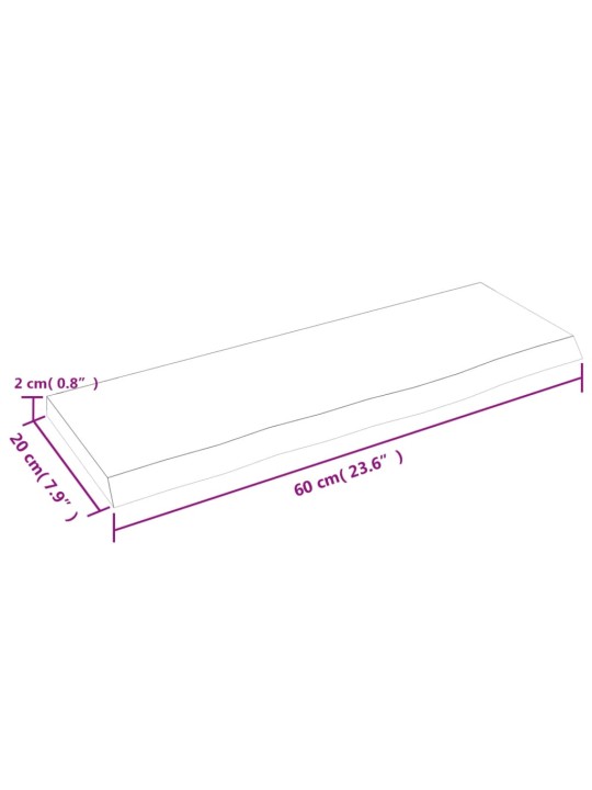 Seinähylly vaaleanruskea 60x20x2 cm käsitelty täystammi