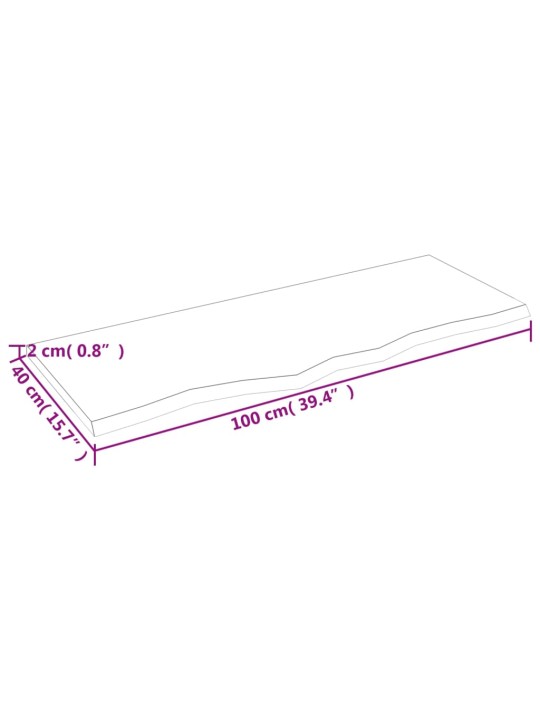 Seinähylly vaaleanruskea 100x40x2 cm käsitelty täystammi