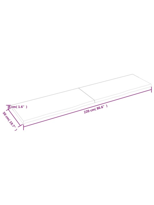 Seinähylly vaaleanruskea 220x50x(2-4) cm käsitelty täystammi