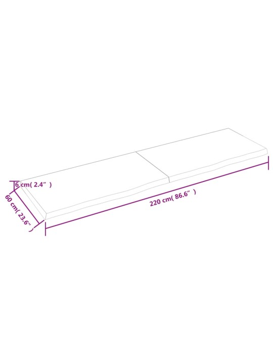 Seinähylly vaaleanruskea 220x60x(2-6) cm käsitelty täystammi