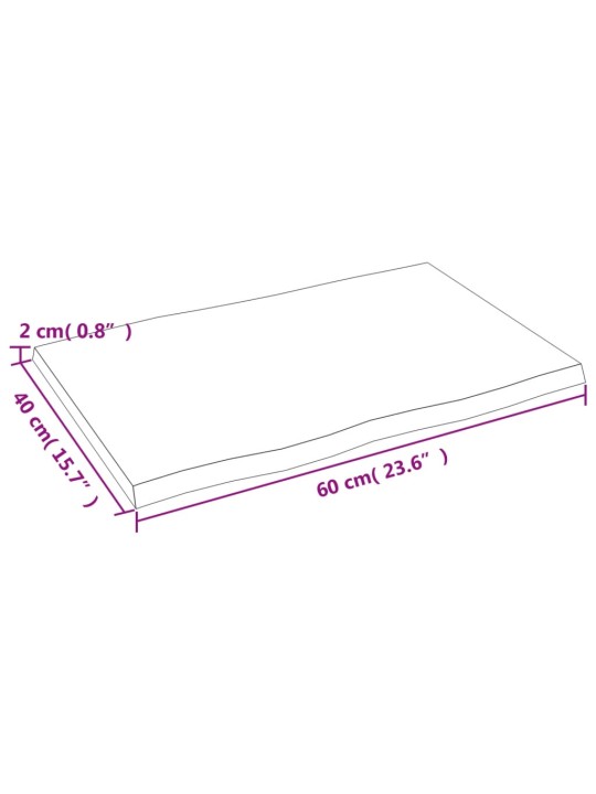 Pöytälevy 60x40x2 cm käsittelemätön täystammi elävä reuna