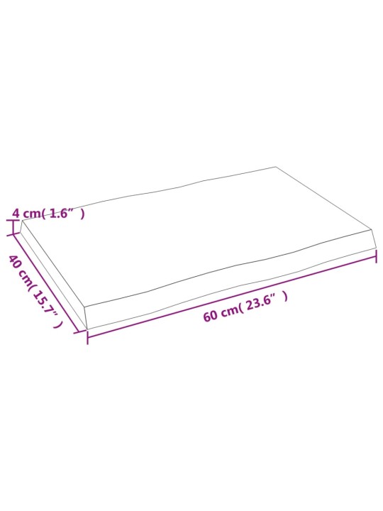 Pöytälevy 60x40x4 cm käsittelemätön täystammi elävä reuna