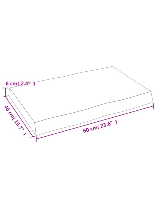 Pöytälevy 60x40x6 cm käsittelemätön täysi tammi elävä reuna