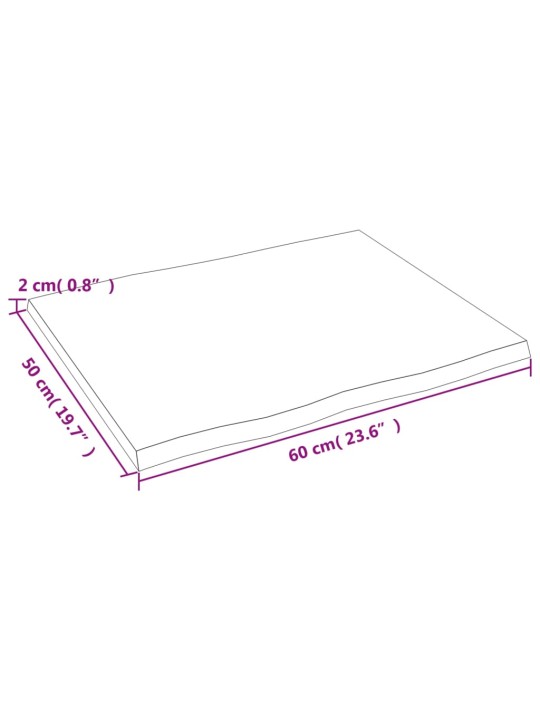 Pöytälevy 60x50x2 cm käsittelemätön täystammi elävä reuna