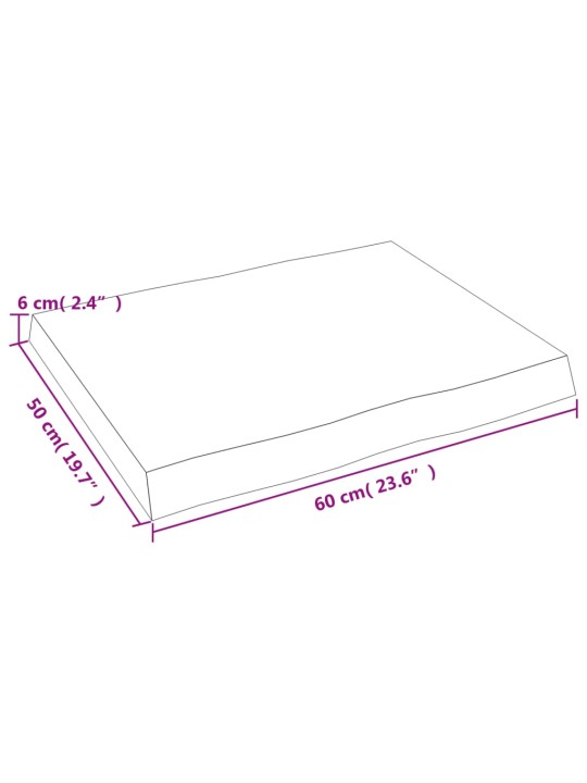 Pöytälevy 60x50x6 cm käsittelemätön täysi tammi elävä reuna