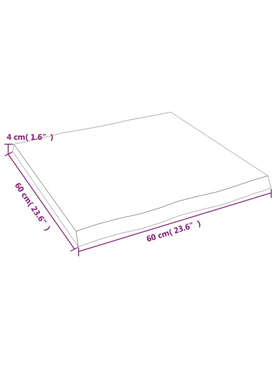 Pöytälevy 60x60x4 cm käsittelemätön täystammi elävä reuna