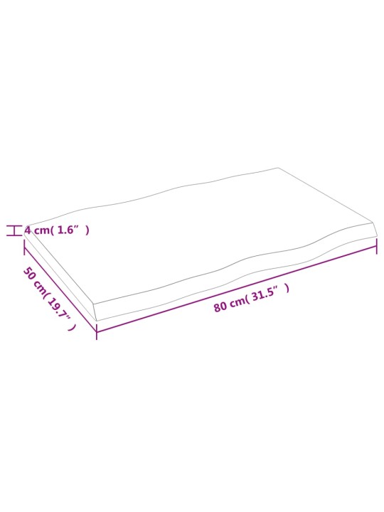 Pöytälevy 80x50x4 cm käsittelemätön täystammi elävä reuna