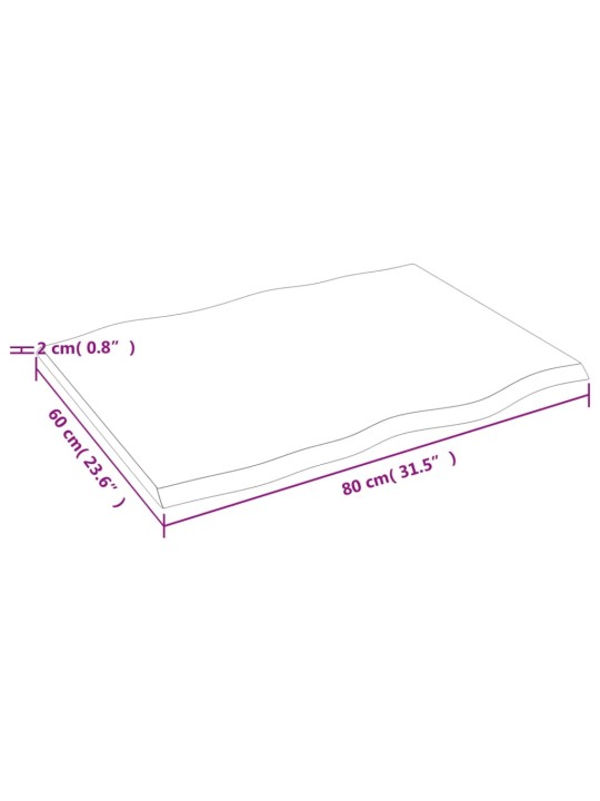 Pöytälevy 80x60x2 cm käsittelemätön täystammi elävä reuna