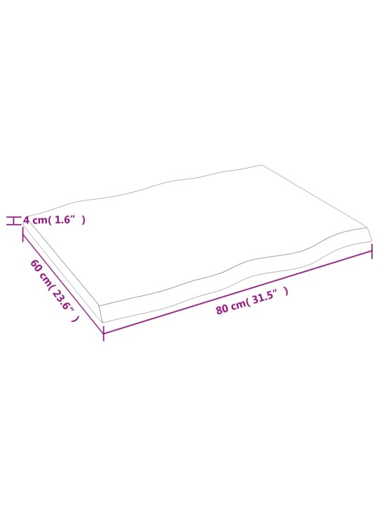 Pöytälevy 80x60x4 cm käsittelemätön täystammi elävä reuna