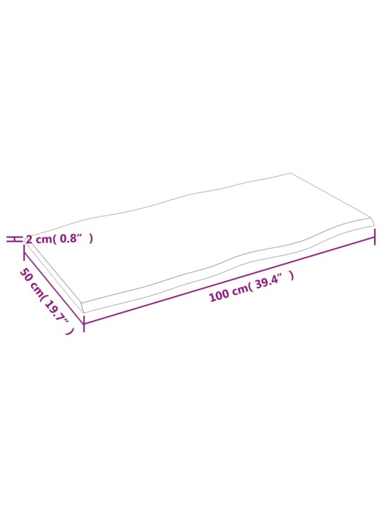 Pöytälevy 100x50x2 cm käsittelemätön täystammi elävä reuna