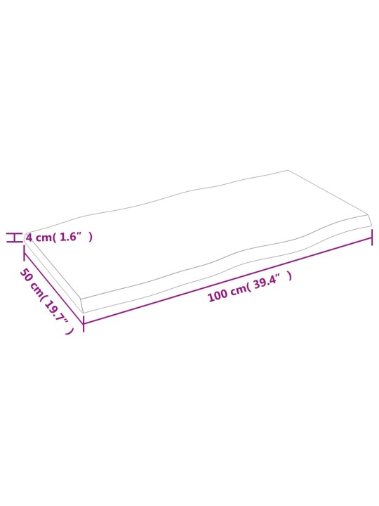 Pöytälevy 100x50x4 cm käsittelemätön täystammi elävä reuna