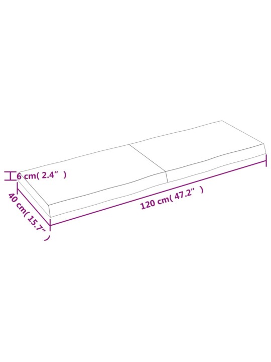 Pöytälevy 120x40x(2-6) cm käsittelemätön täysi puu elävä reuna