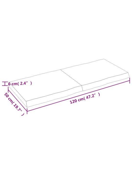 Pöytälevy 120x50x(2-6) cm käsittelemätön täysi puu elävä reuna