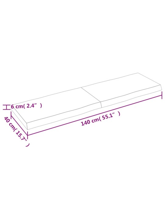 Pöytälevy 140x40x(2-6) cm käsittelemätön täysi puu elävä reuna