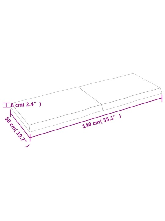 Pöytälevy 140x50x(2-6) cm käsittelemätön täysi puu elävä reuna