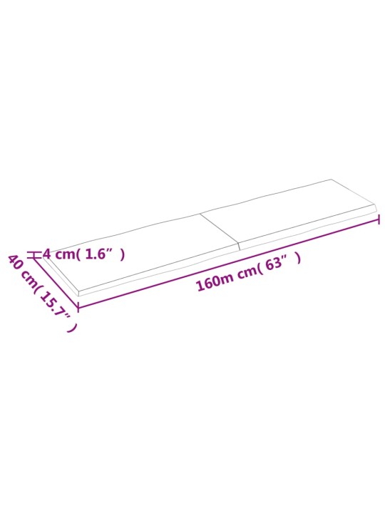 Pöytälevy 160x40x(2-4) cm käsittelemätön täysi puu elävä reuna