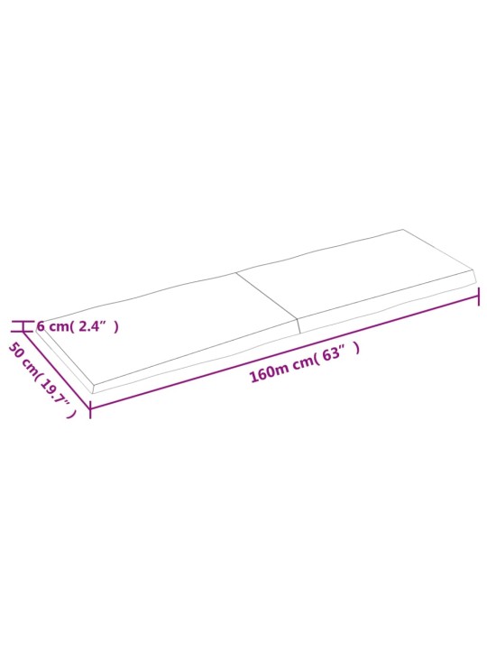 Pöytälevy 160x50x(2-6) cm käsittelemätön täysi puu elävä reuna