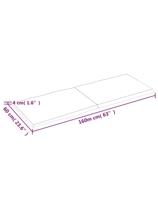 Pöytälevy 160x60x4 cm käsittelemätön täystammi elävä reuna