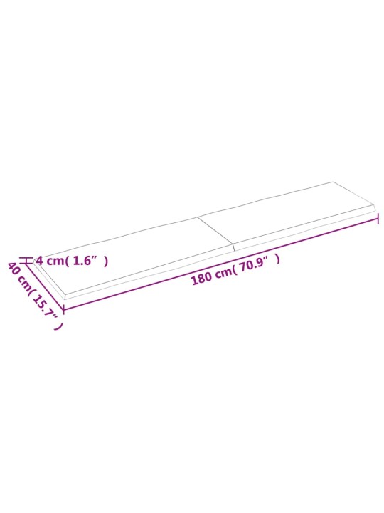 Pöytälevy 180x40x(2-4) cm käsittelemätön täysi puu elävä reuna