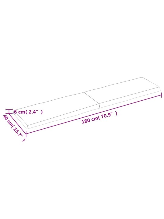 Pöytälevy 180x40x(2-6) cm käsittelemätön täysi puu elävä reuna