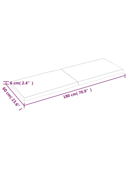 Pöytälevy 180x60x(2-6) cm käsittelemätön täysi puu elävä reuna