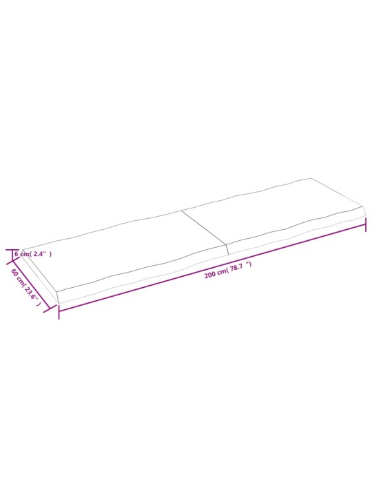 Pöytälevy 200x60x6 cm käsittelemätön täystammi elävä reuna