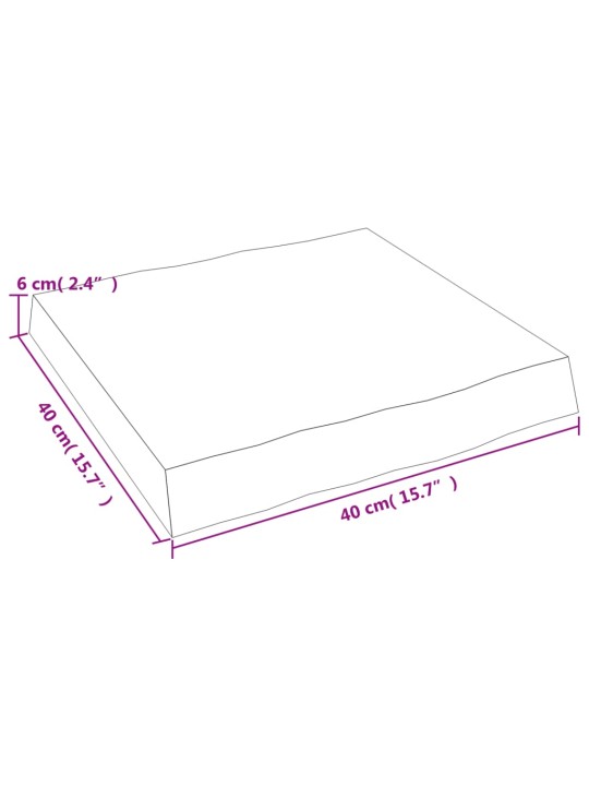 Pöytälevy v.ruskea 40x40x6 cm käsitelty täystammi elävä reuna