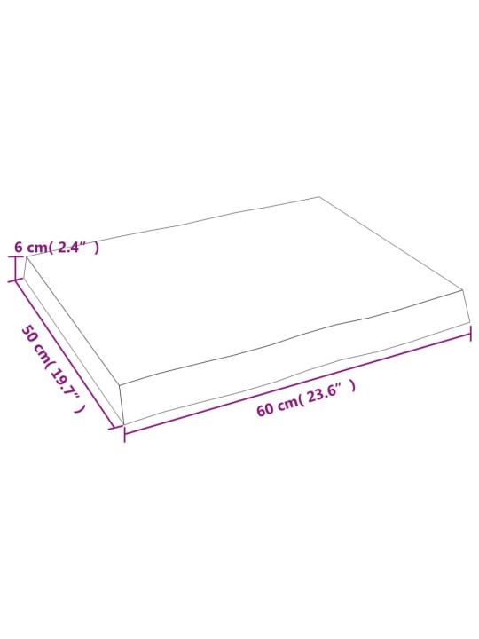 Pöytälevy v.ruskea 60x50x6 cm käsitelty täystammi elävä reuna