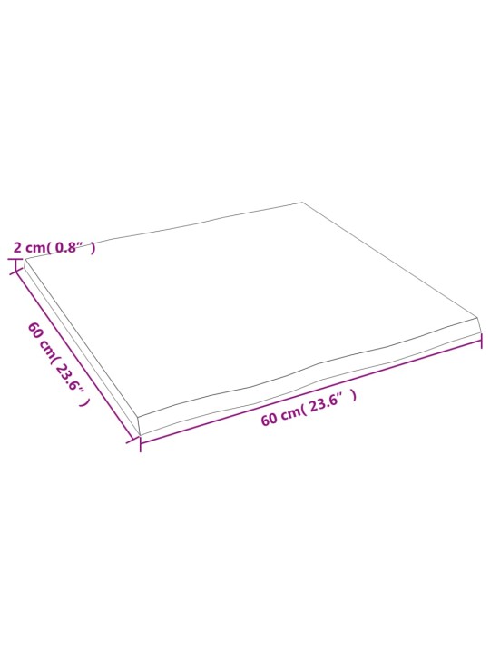 Pöytälevy v.ruskea 60x60x2 cm käsitelty täystammi elävä reuna