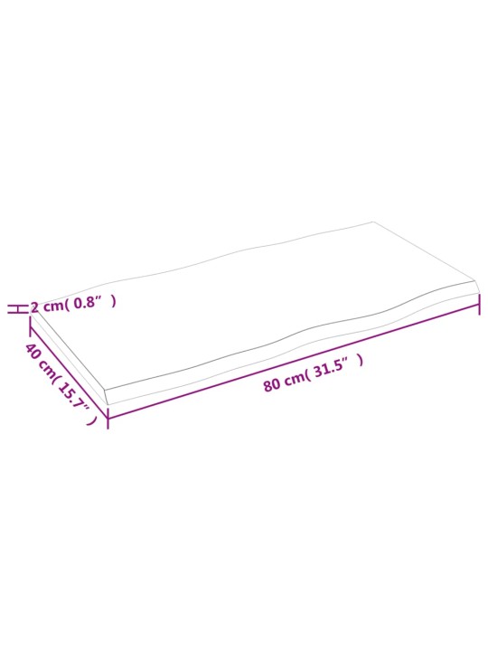 Pöytälevy v.ruskea 80x40x2 cm käsitelty täystammi elävä reuna