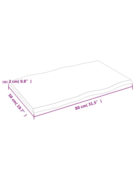 Pöytälevy v.ruskea 80x50x2 cm käsitelty täystammi elävä reuna