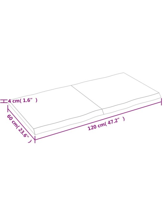 Pöytälevy v.ruskea 120x60x4 cm käsitelty täystammi elävä reuna