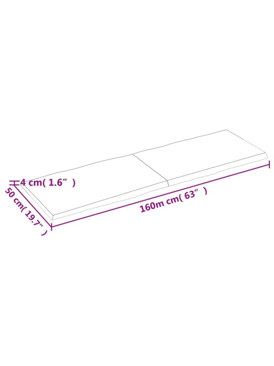 Pöytälevy v.ruskea 160x50x4 cm käsitelty täystammi elävä reuna