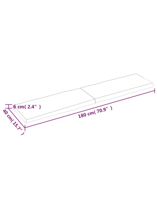 Pöytälevy v.ruskea 180x40x6 cm käsitelty täystammi elävä reuna