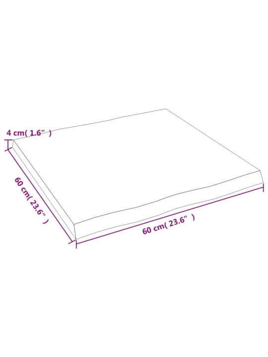 Pöytälevy tummanharm 60x60x4 cm käsitelty täystammi elävä reuna