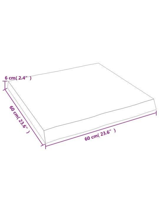 Pöytälevy tummanharm 60x60x6 cm käsitelty täystammi elävä reuna