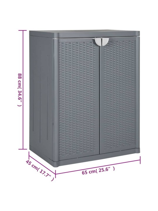 Ulkosäilytyskaappi harmaa 65x45x88 cm PP rottinki