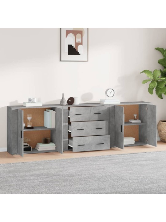Senkit 3 kpl betoninharmaa tekninen puu