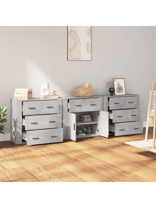 Senkit 3 kpl betoninharmaa tekninen puu