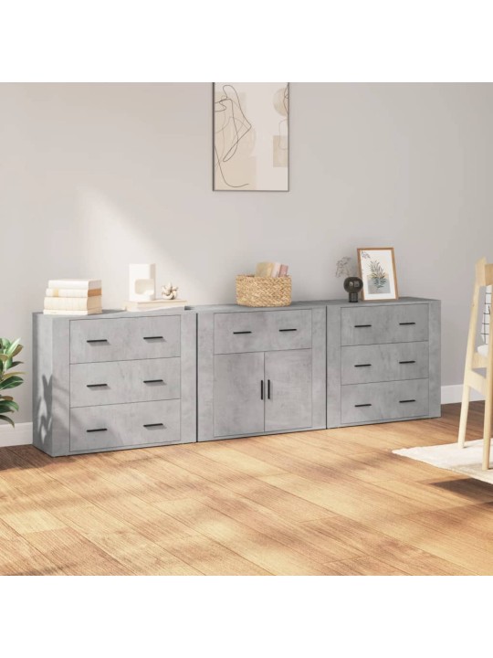 Senkit 3 kpl betoninharmaa tekninen puu